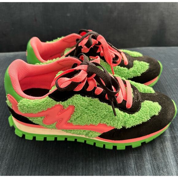Marc Jacobs The Teddy Jogger Sneakers Green Pink Size 8 US 38 EU Excellent - Picture 7 of 9